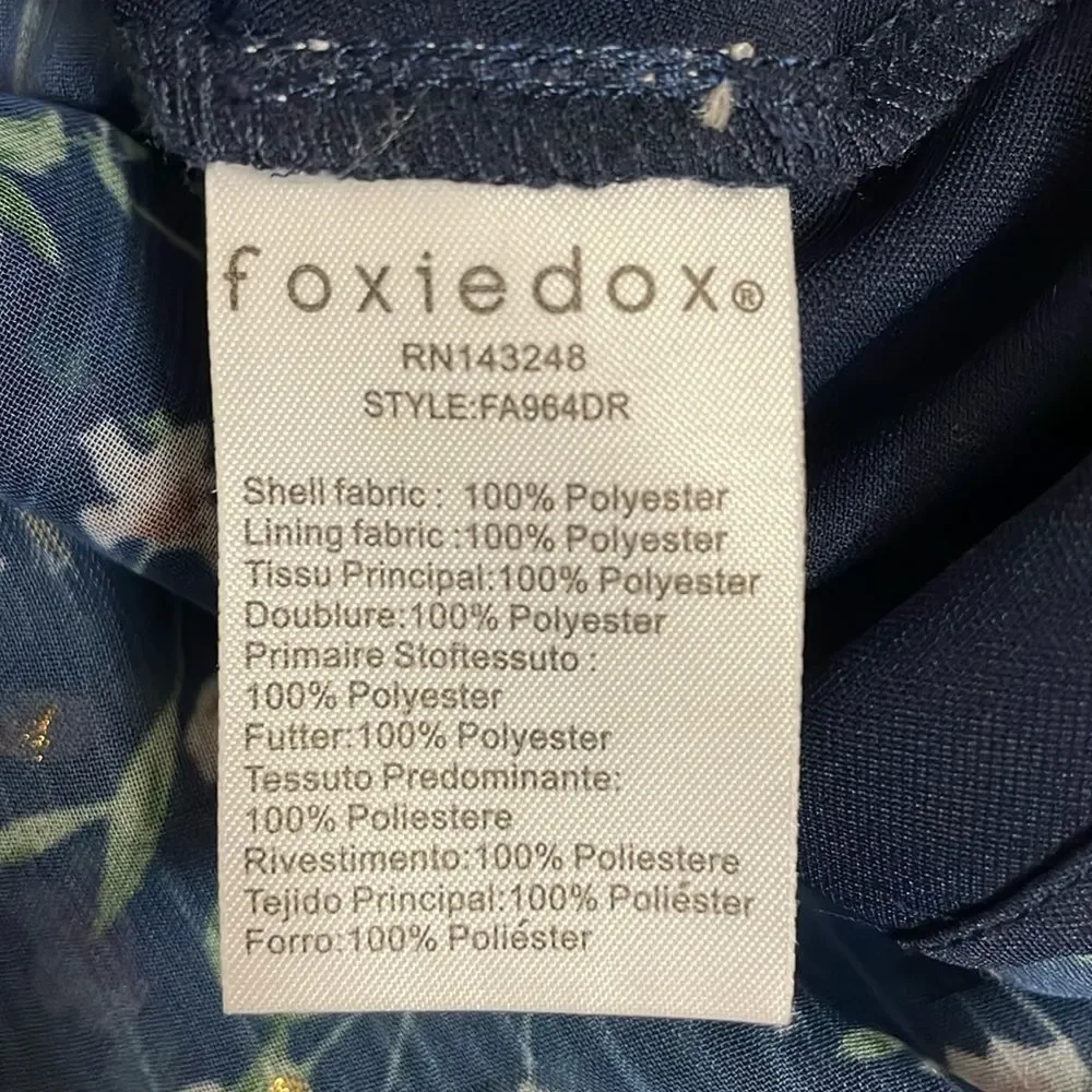 Anthropologie Foxiedox “Carolina” Navy Blue Floral Layered Semi-Sheer Midi (2) - Picture 12 of 16